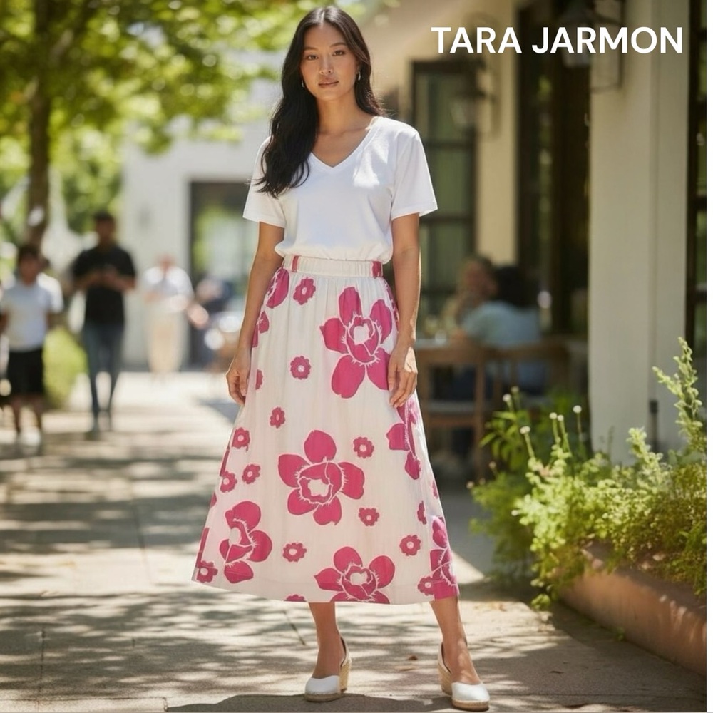 Tara Jarmon Pink Floral Summer Skirt